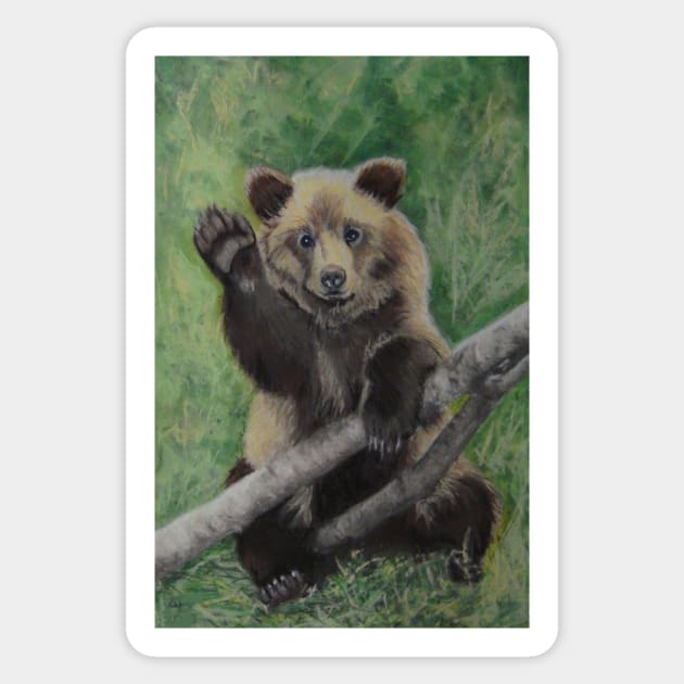 Waving Brown Bear.....:o) Sticker by angipangi7